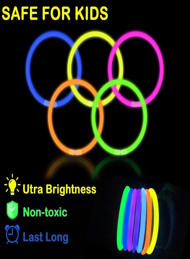 Ryme 8" Glow Sticks Bulk Party Favors - Neon Glow in the Dark Light Sticks with Connectors, Light Bracelets & Necklaces for Kids & Adults -For Party, Birthday, Clubs, lounge, New Year Party (100) - Image 4